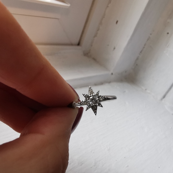 Sterling silver Starburst open band ring - Picture 5 of 8